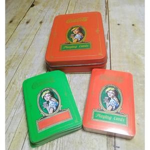 Vintage Coca-Cola Playing Cards 2 Decks Collectors Tin Hong Kong (lvb)